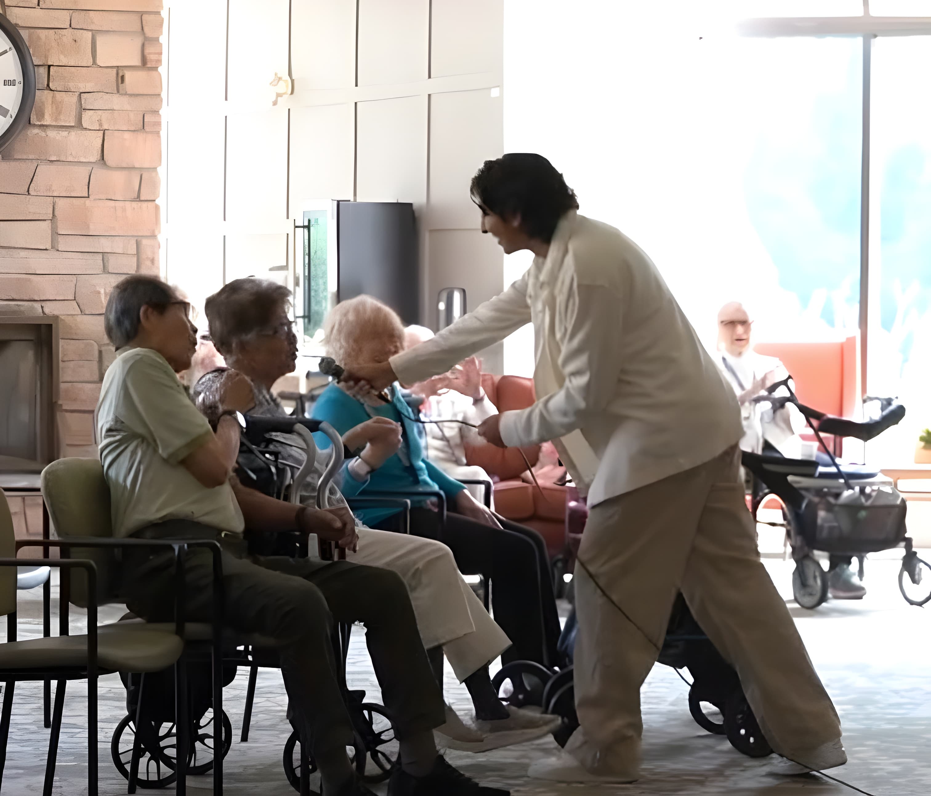 Student connecting with senior community members